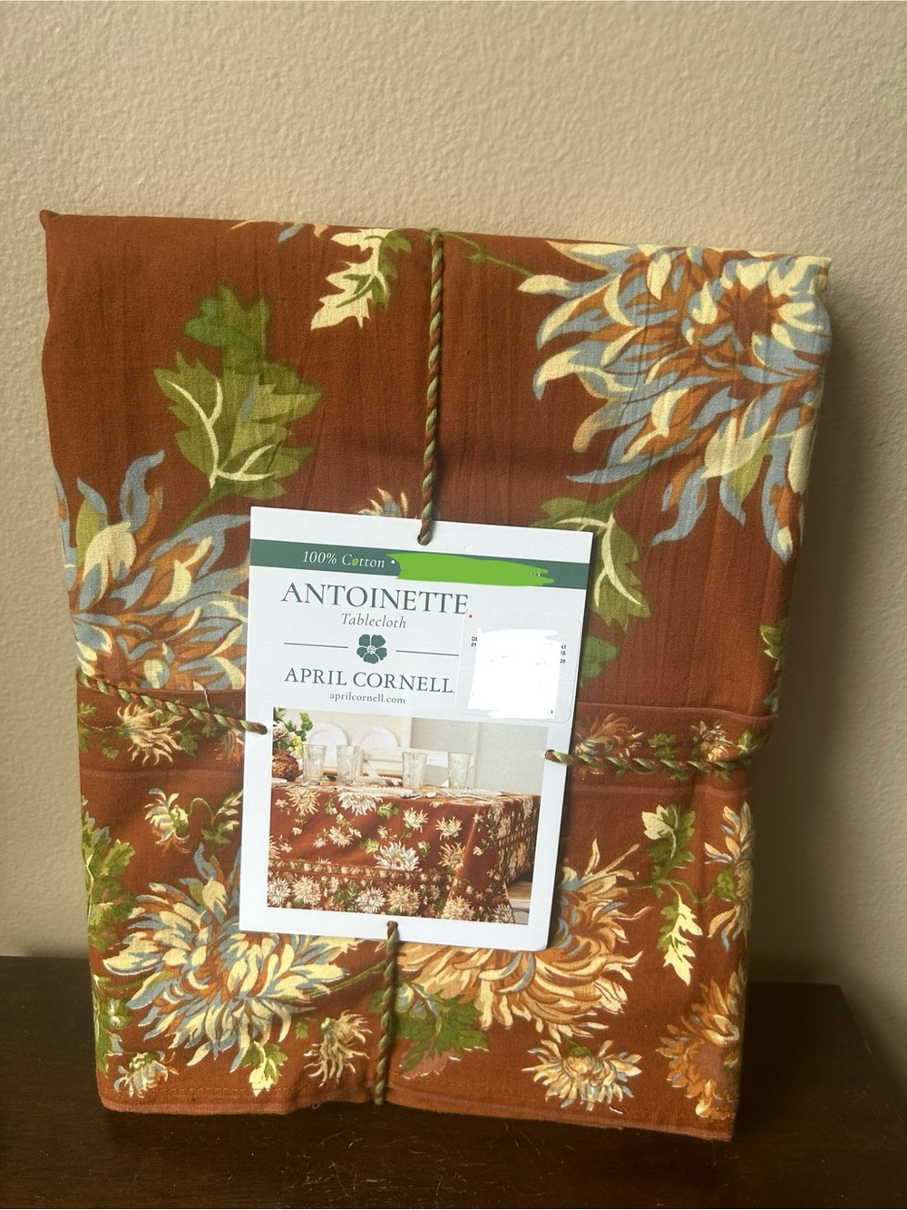 April Cornell Cotton Tablecloth Antoinette 70” Round Floral Fall New